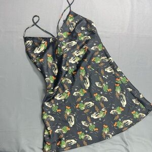 Zara Black Mini Dress with Floral Print